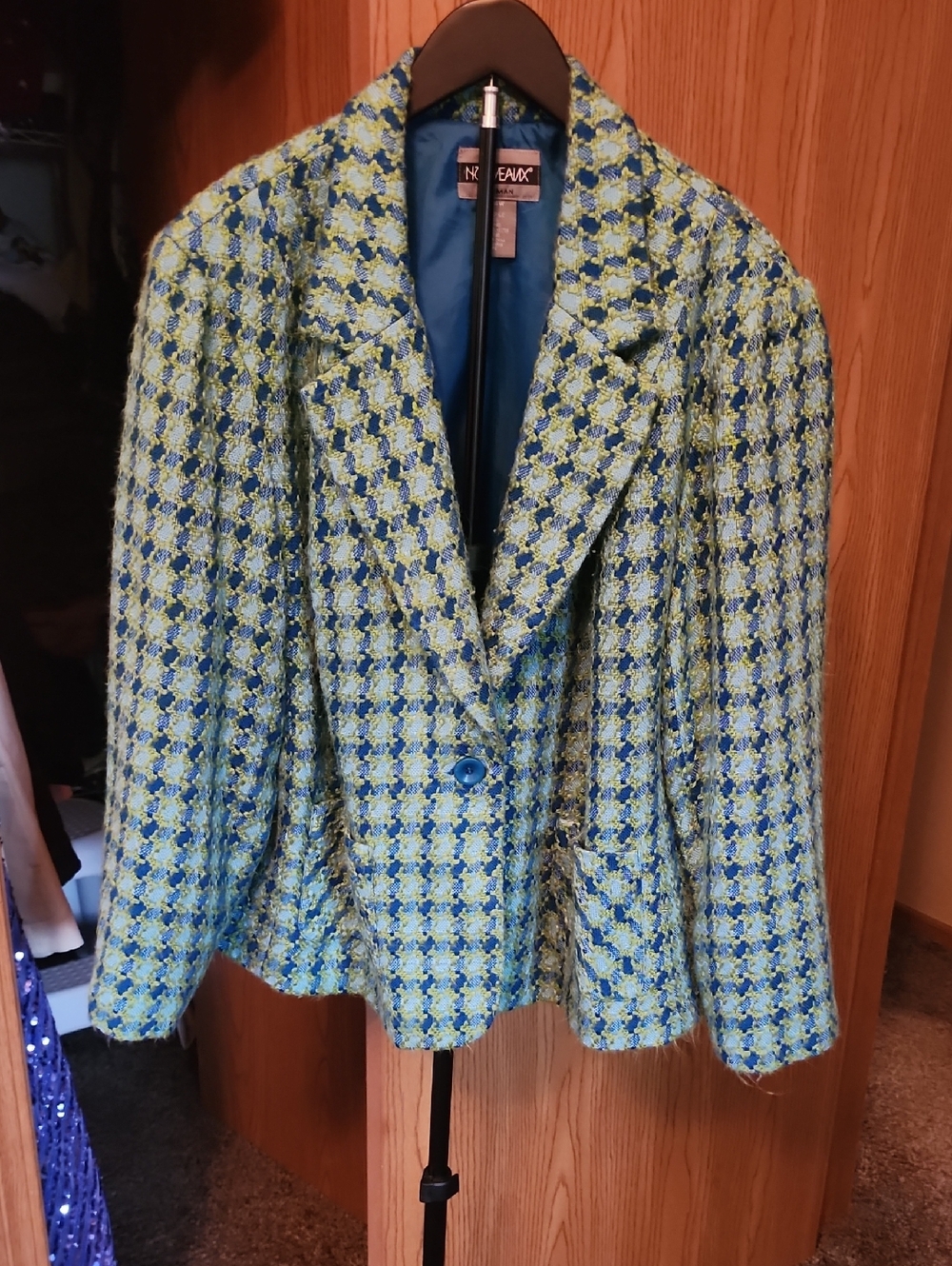Nouveaux Green & Blue Tweed Blazer